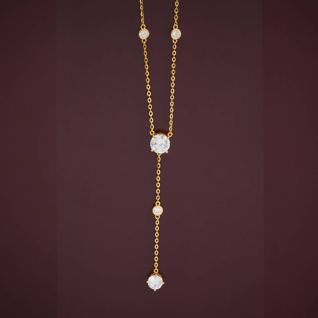Kushal'S Fashion Jewellery Rhodium Plated 92.5 Pure Silver Cubic Zirconia Necklace - 423619 : 423619