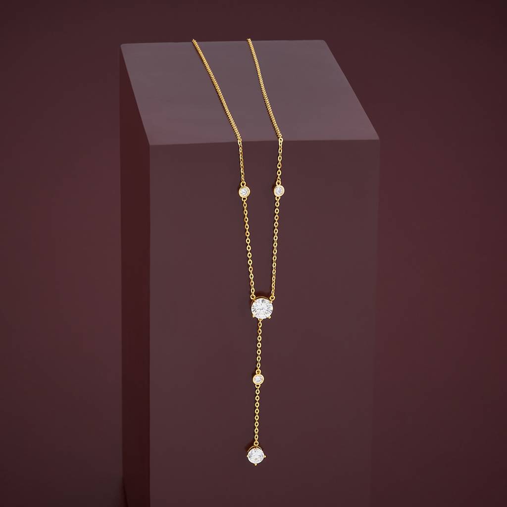 Kushal'S Fashion Jewellery Rhodium Plated 92.5 Pure Silver Cubic Zirconia Necklace - 423619 : 423619
