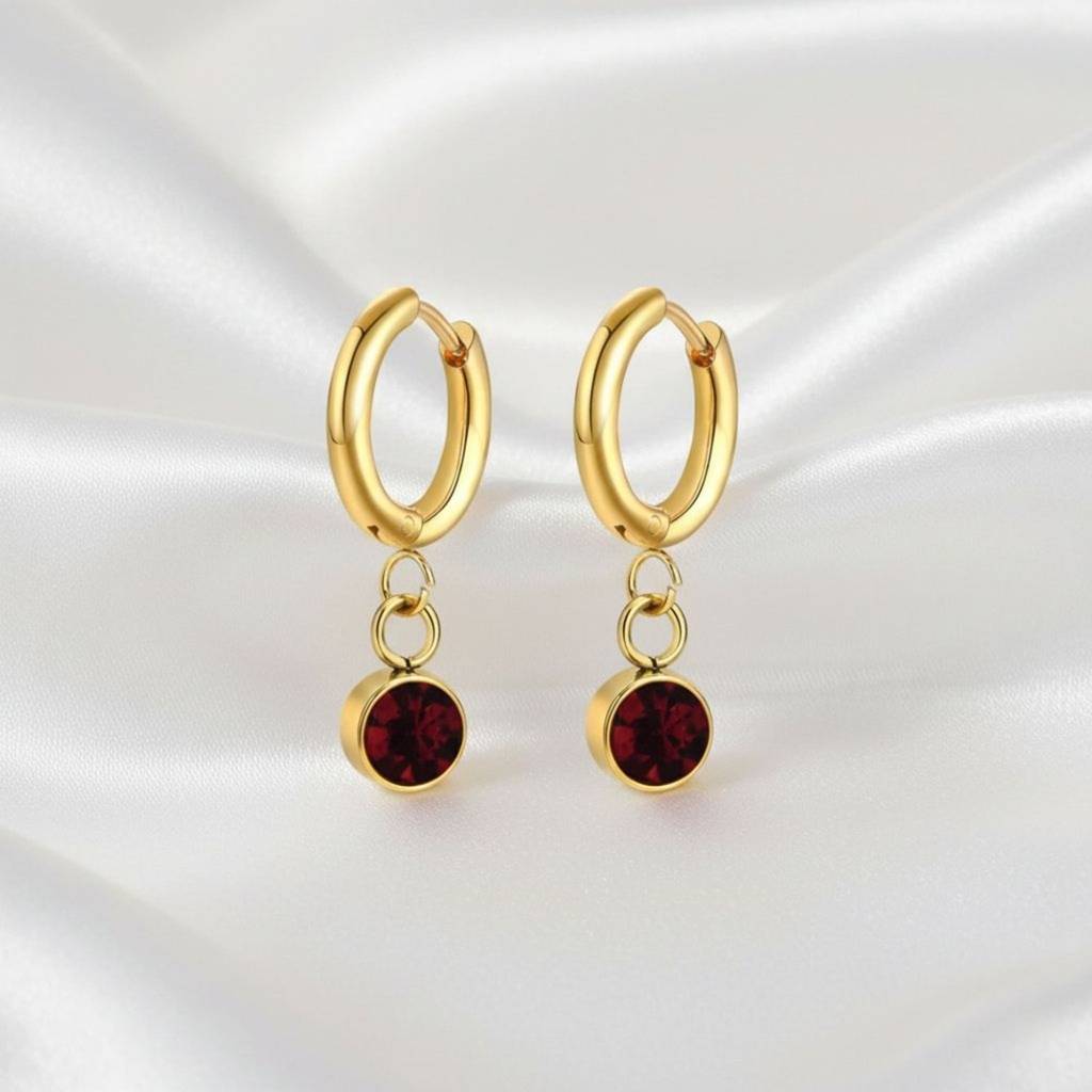 18K Gold Plated Zircon Drop Hoop Earrings : RJFSER69