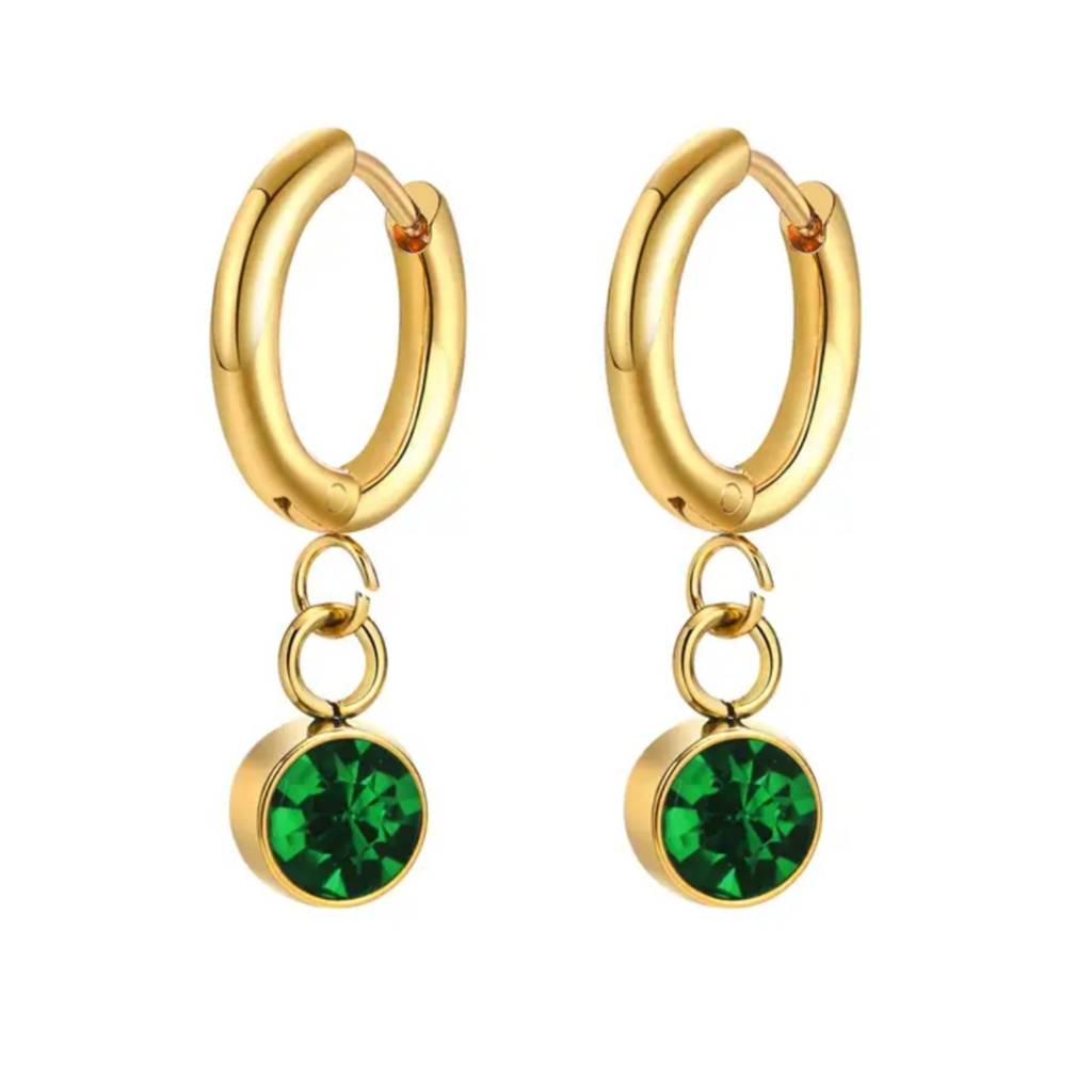 18K Gold Plated Zircon Drop Hoop Earrings : RJFSER71