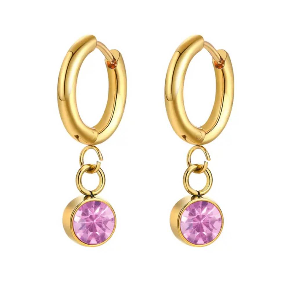 18K Gold Plated Zircon Drop Hoop Earrings : RJFSER72