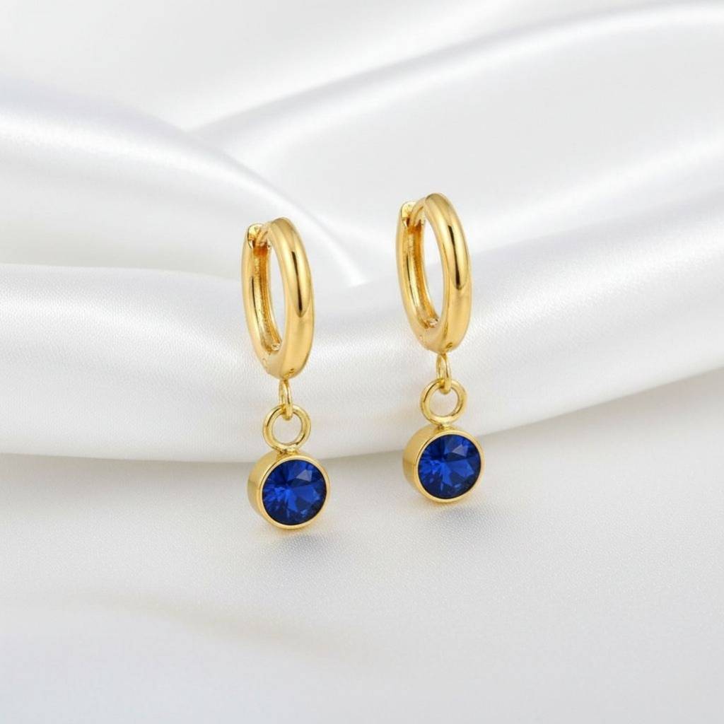 18K Gold Plated Zircon Drop Hoop Earrings : RJFSER73