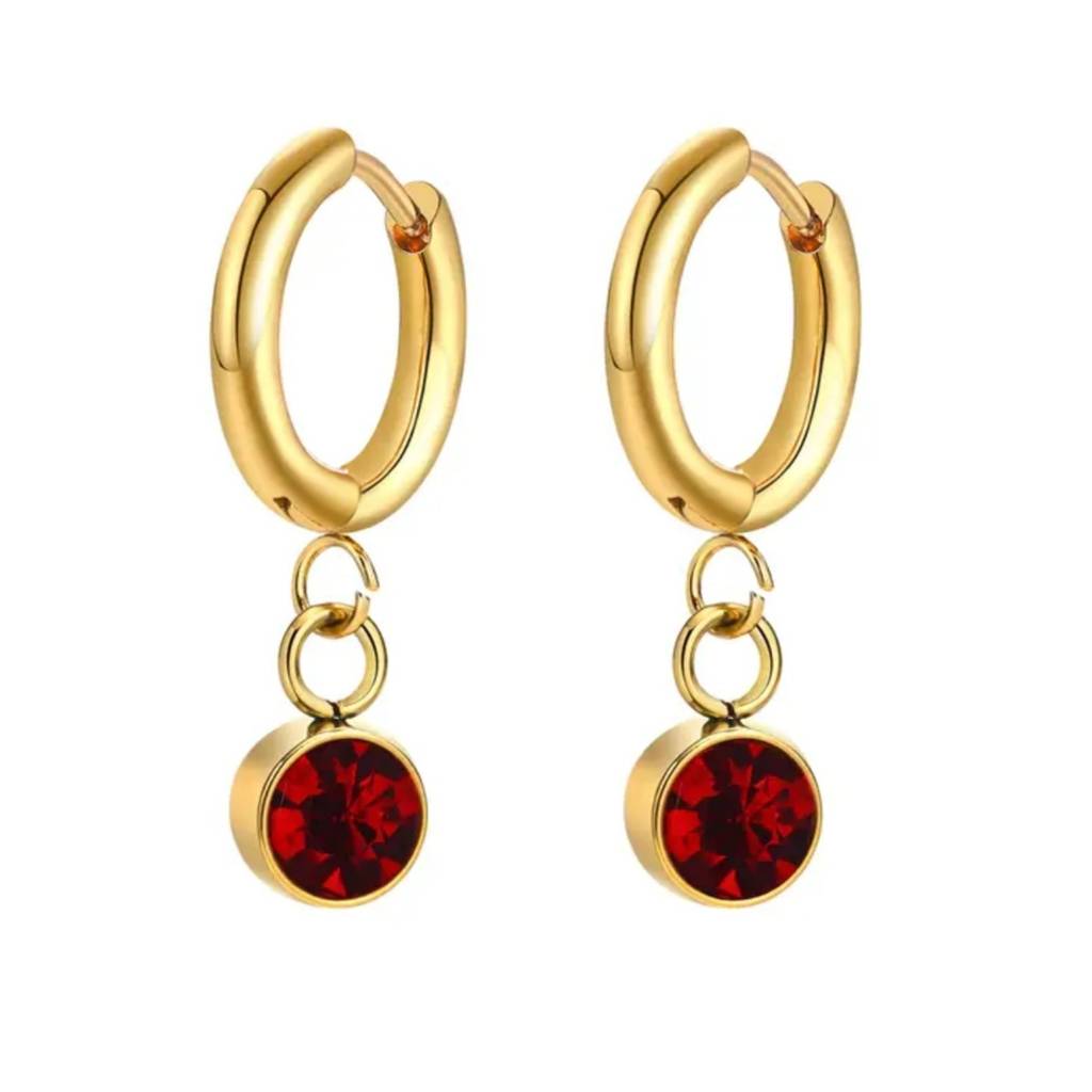18K Gold Plated Zircon Drop Hoop Earrings : RJFSER74