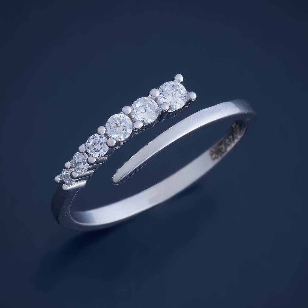 Kushal'S Fashion Jewellery 92.5 Pure Silver Rhodium-Plated Stone-Studded Finger Ring - 423967 : 423967