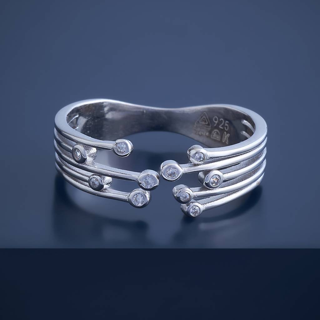 Kushal'S Fashion Jewellery 92.5 Pure Silver Rhodium-Plated Cz Studded Finger Ring - 424027 : 424027