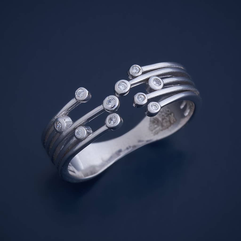 Kushal'S Fashion Jewellery 92.5 Pure Silver Rhodium-Plated Cz Studded Finger Ring - 424027 : 424027
