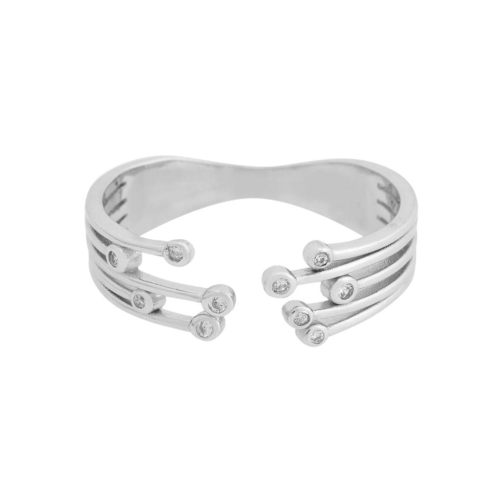 Kushal'S Fashion Jewellery 92.5 Pure Silver Rhodium-Plated Cz Studded Finger Ring - 424027 : 424027