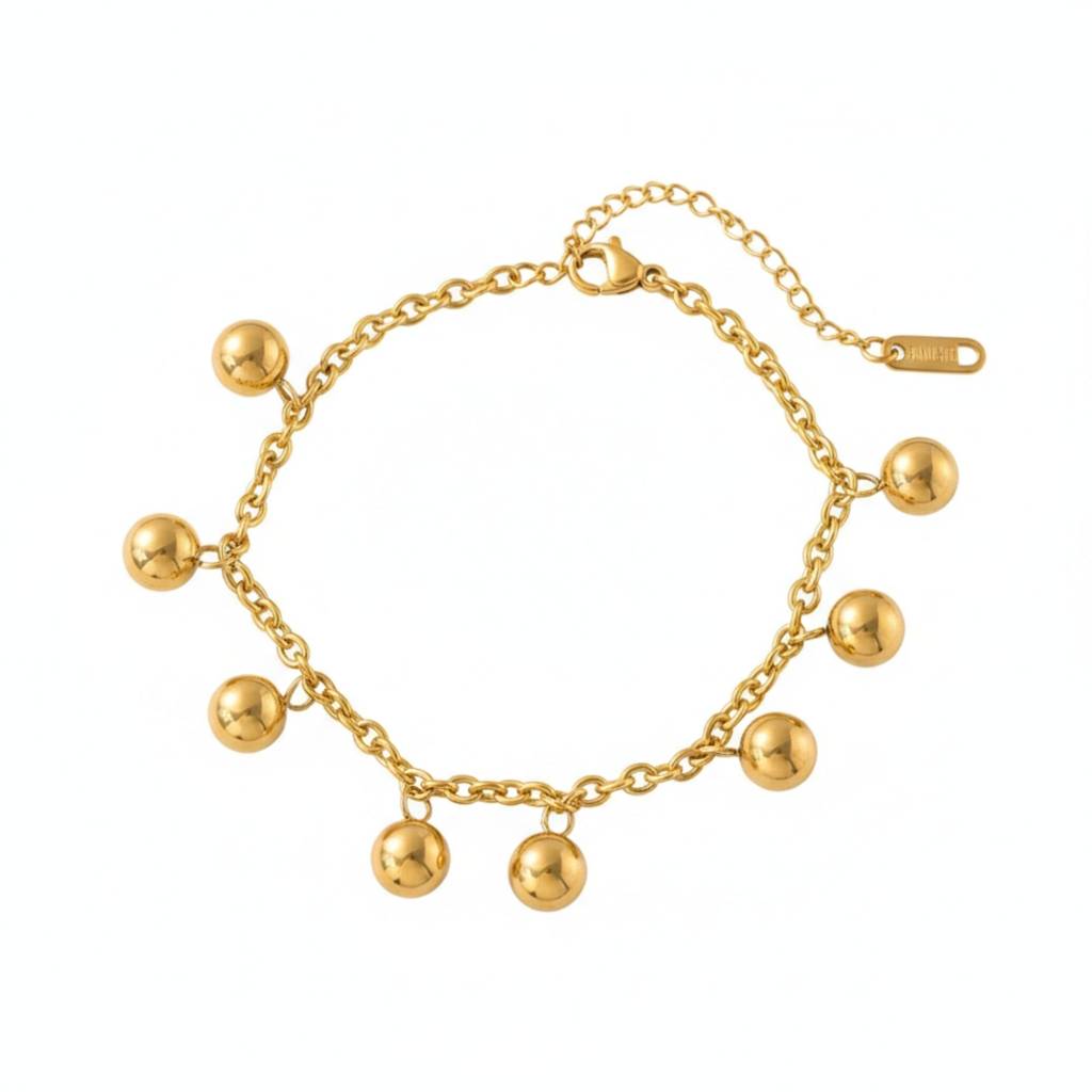 18K Gold Plated Ball Charm Bracelet : RJFSBR52