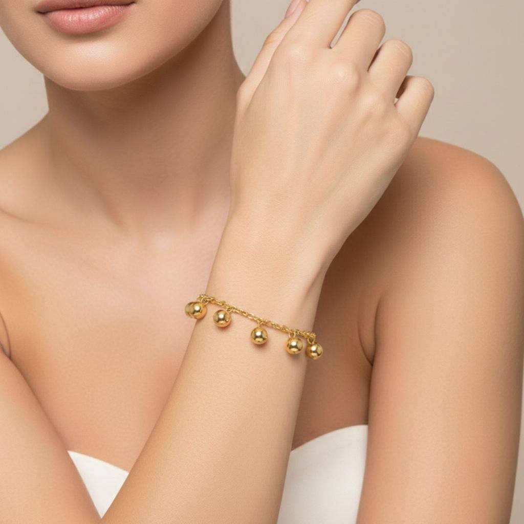 18K Gold Plated Ball Charm Bracelet : RJFSBR52