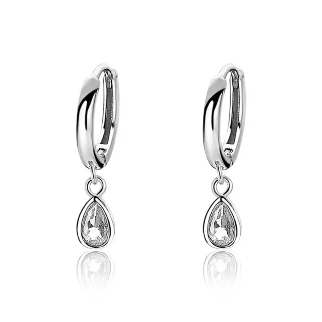 Teardrop Zircon Drop Hoop Earrings : RJSPER93