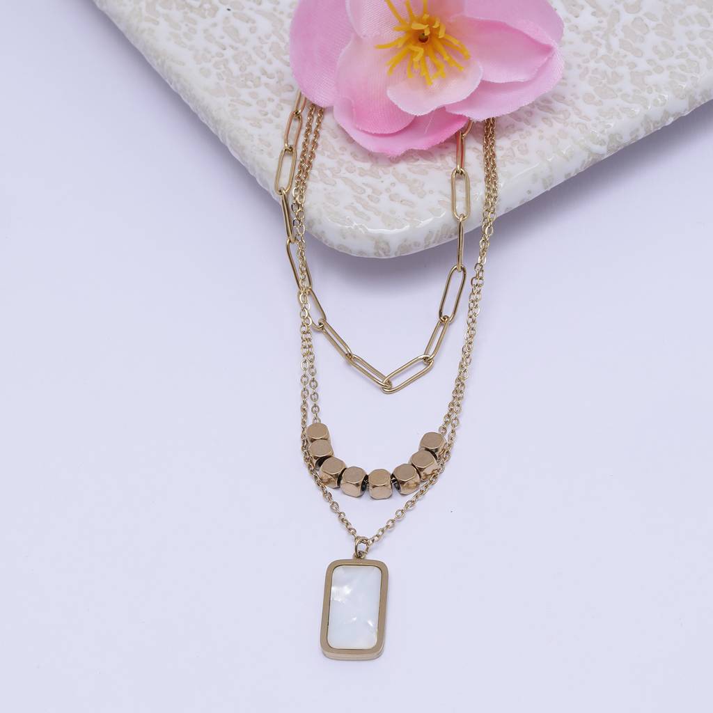 Urban Luxe Drop 18K Gold Plated Earrings : MultilayerSummer18kGoldnecklacewithWhiteCrystal