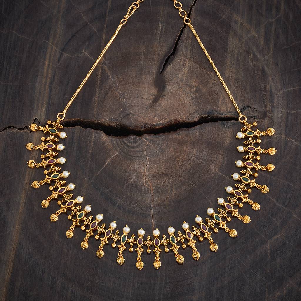 Kushal'S Fashion Jewellery Gold-Plated Ethnic Antique Necklace - 177013 : 424318