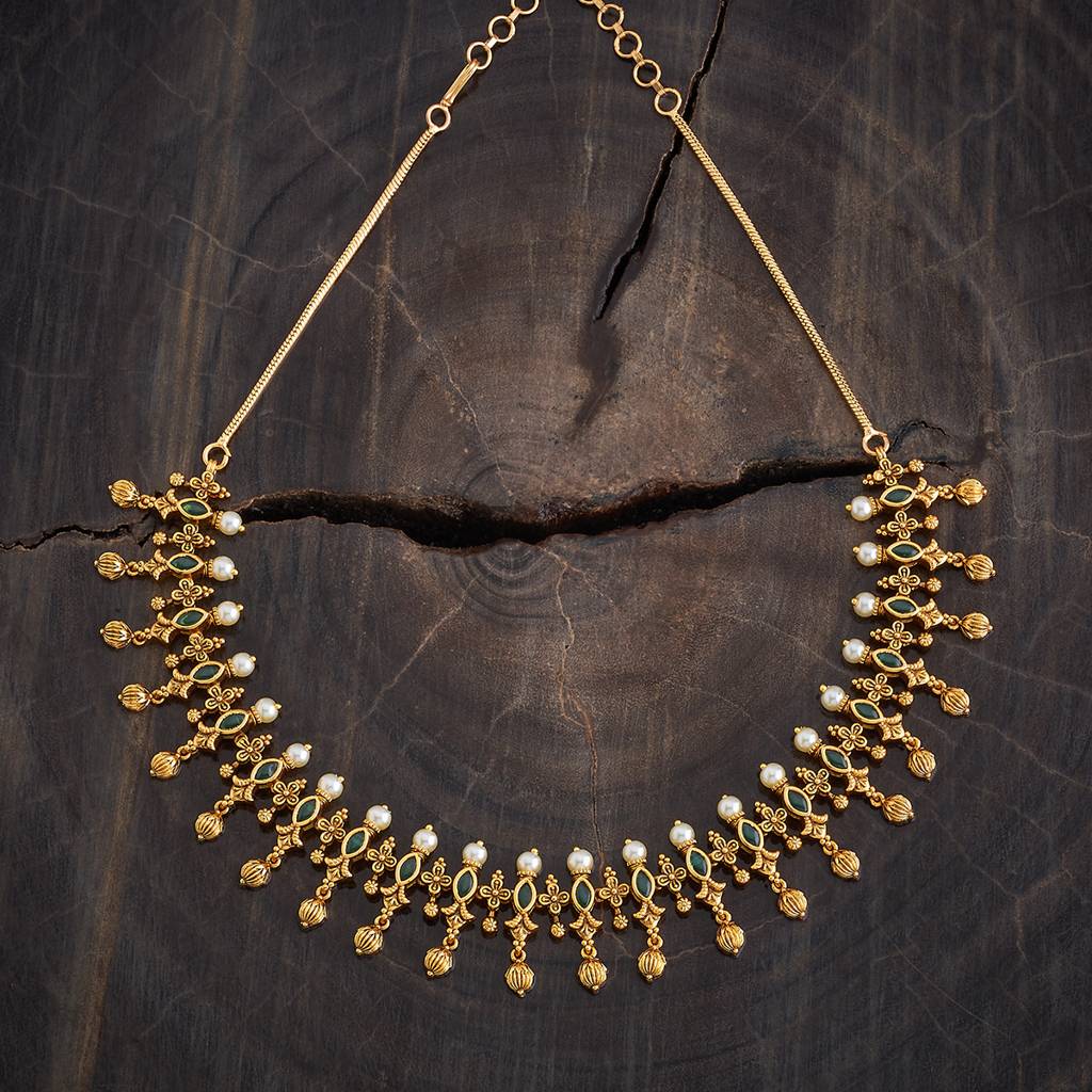 Kushal'S Fashion Jewellery Gold-Plated Ethnic Antique Necklace - 177013 : 424320