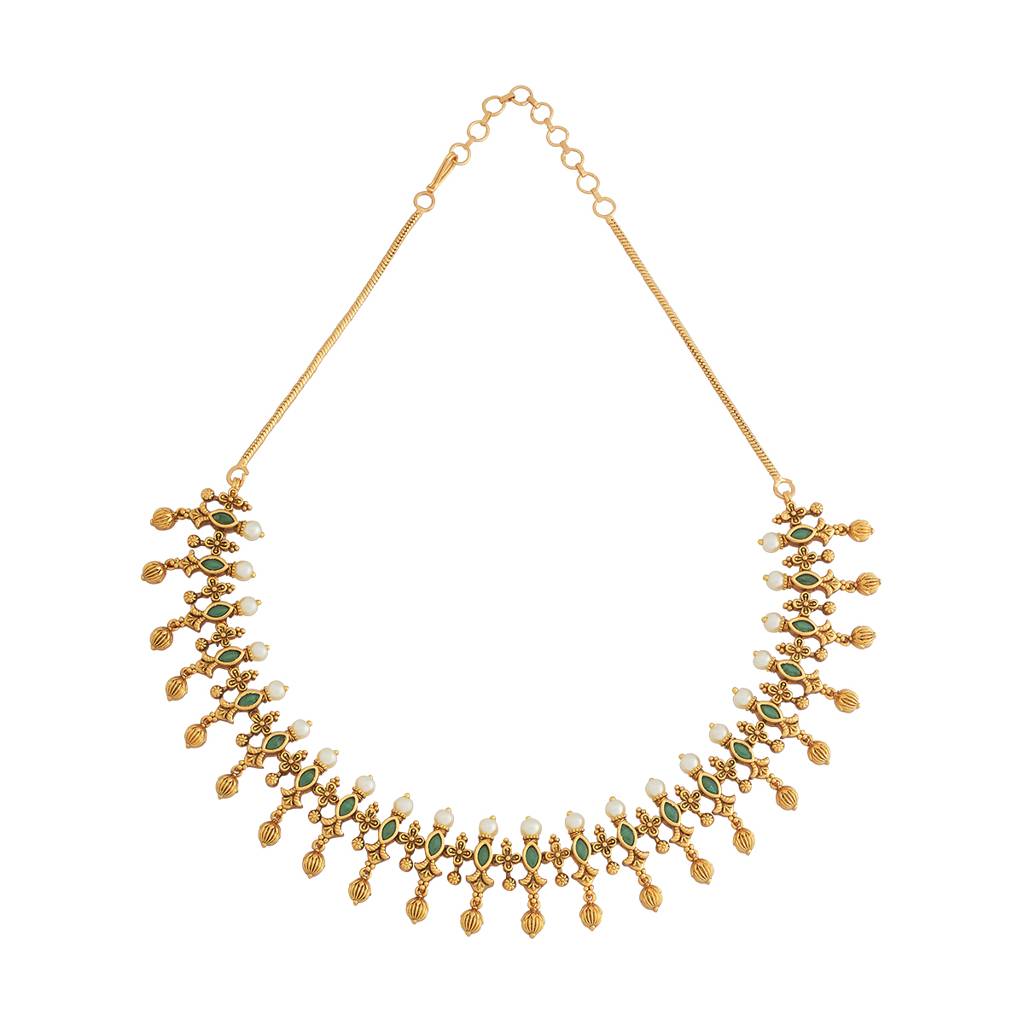 Kushal'S Fashion Jewellery Gold-Plated Ethnic Antique Necklace - 177013 : 424320