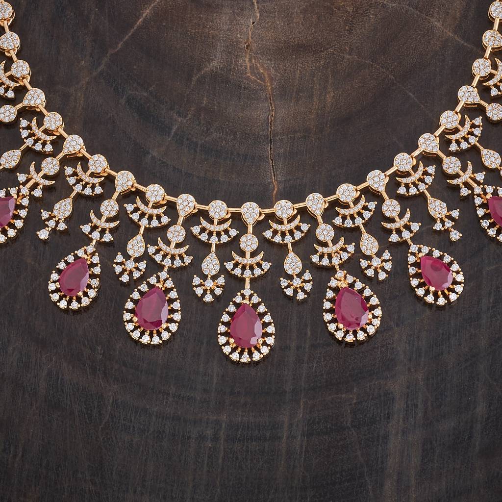 Kushal'S Fashion Jewellery Ruby Gold-Plated Party Zircon Jewellery Set - 424447 : 424447