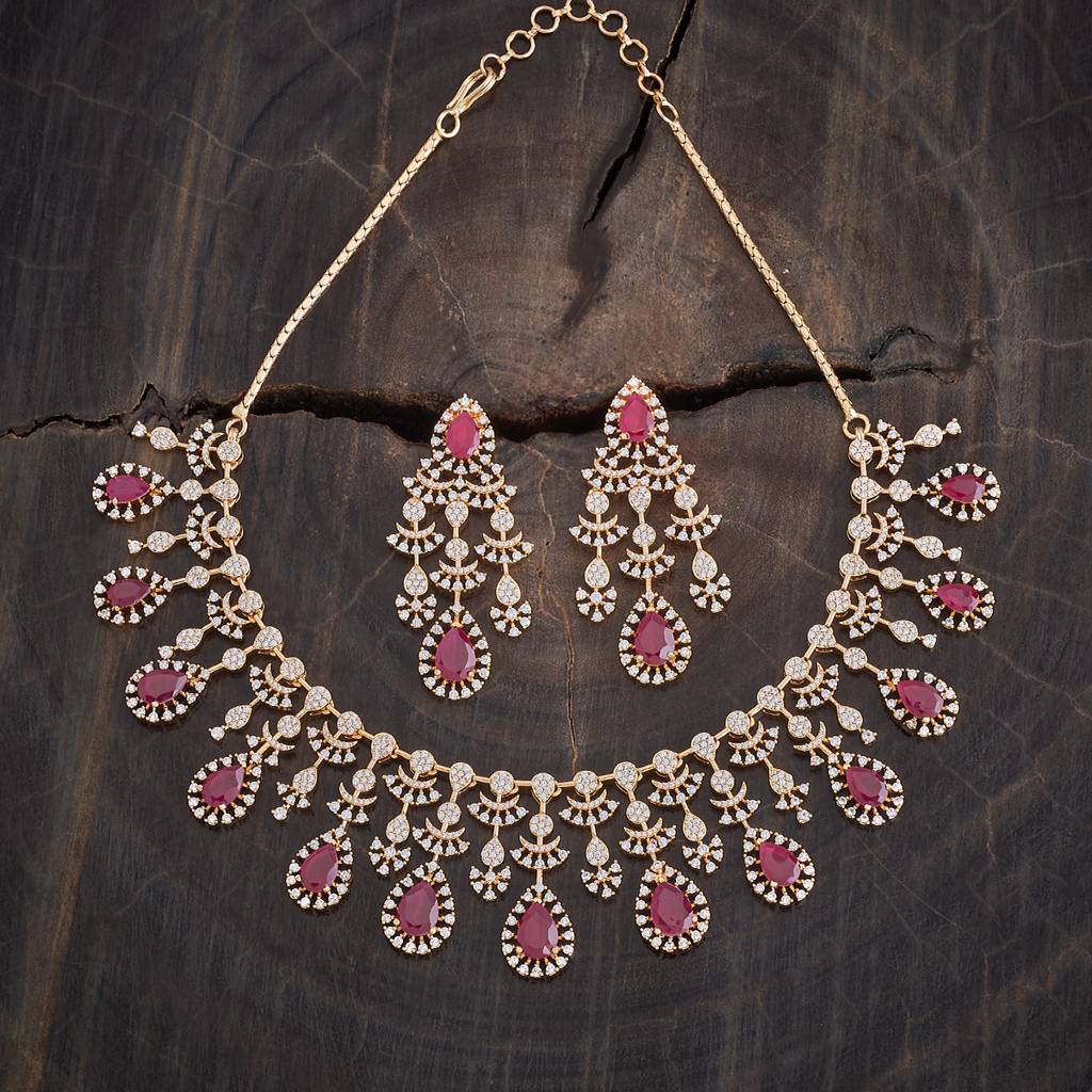 Kushal'S Fashion Jewellery Ruby Gold-Plated Party Zircon Jewellery Set - 424447 : 424447