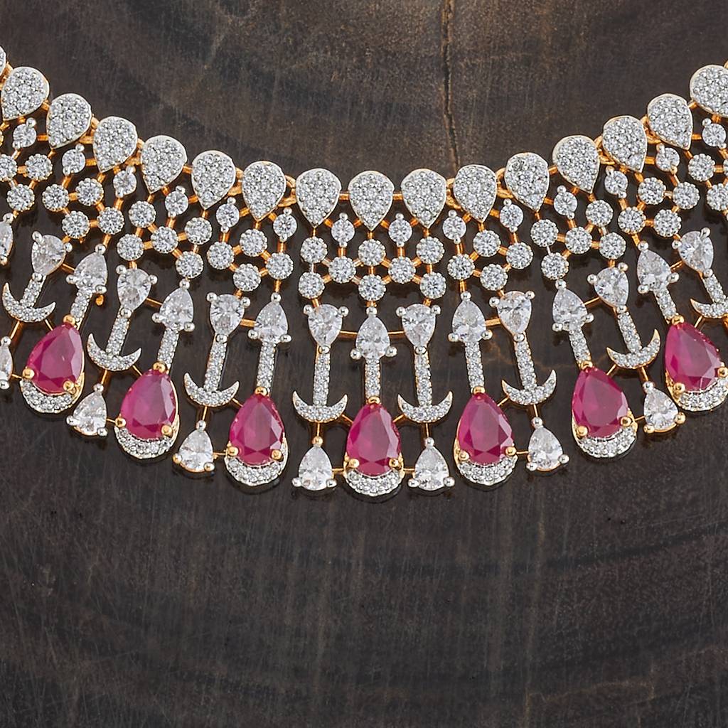 Kushal'S Fashion Jewellery Rhodium-Plated Party Zircon Jewellery Set - 177103 : 424509