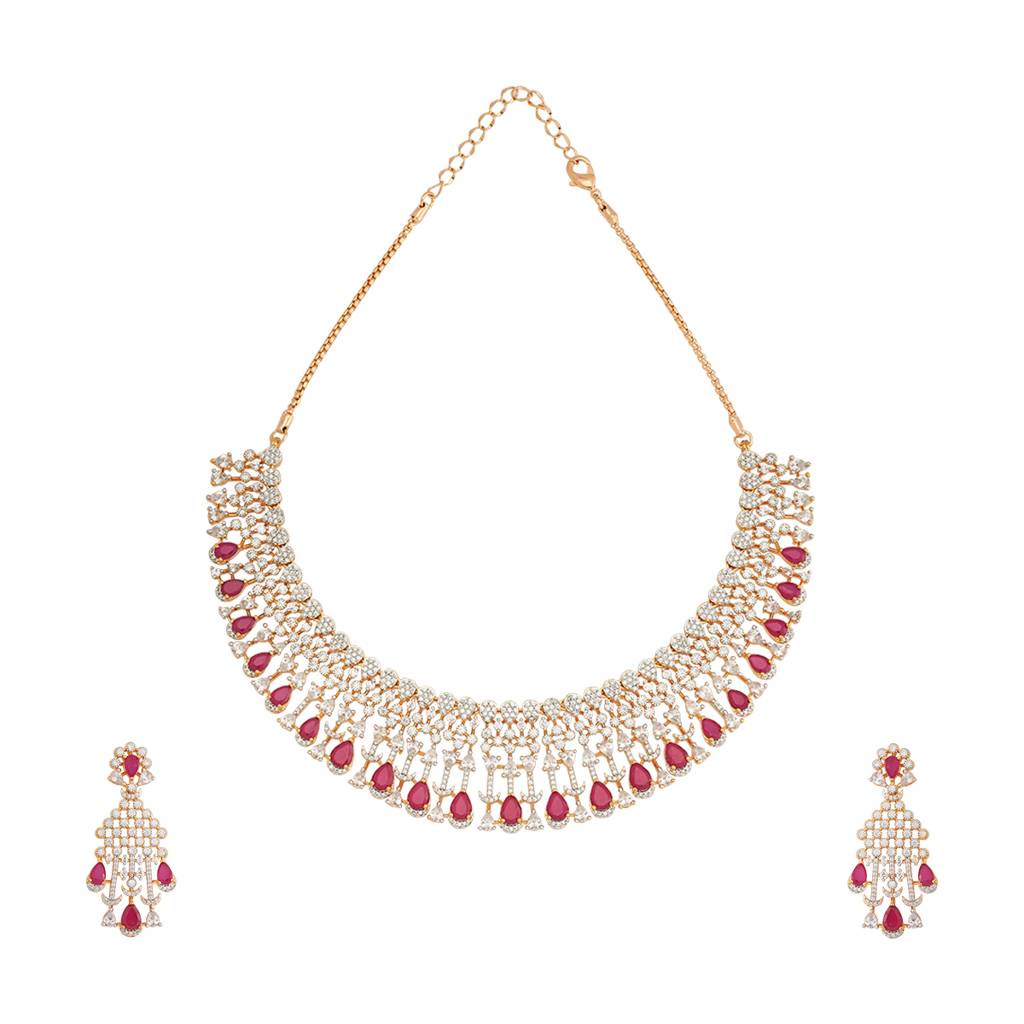 Kushal'S Fashion Jewellery Rhodium-Plated Party Zircon Jewellery Set - 177103 : 424509
