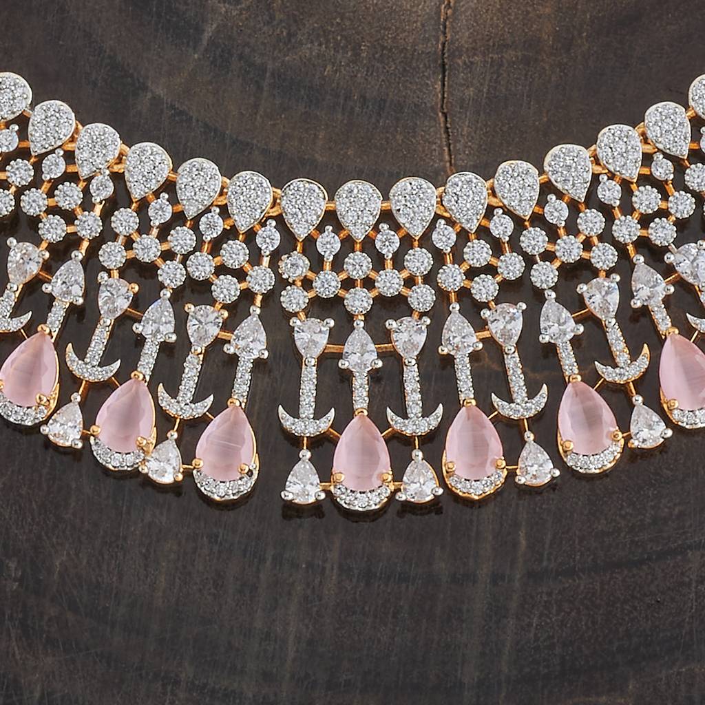 Kushal'S Fashion Jewellery Rhodium-Plated Party Zircon Jewellery Set - 177103 : 424511