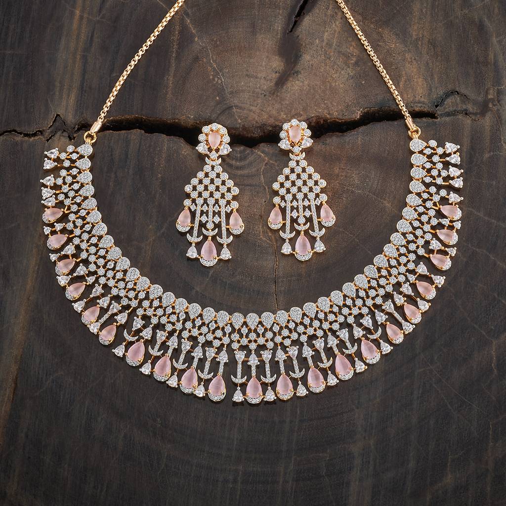 Kushal'S Fashion Jewellery Rhodium-Plated Party Zircon Jewellery Set - 177103 : 424511