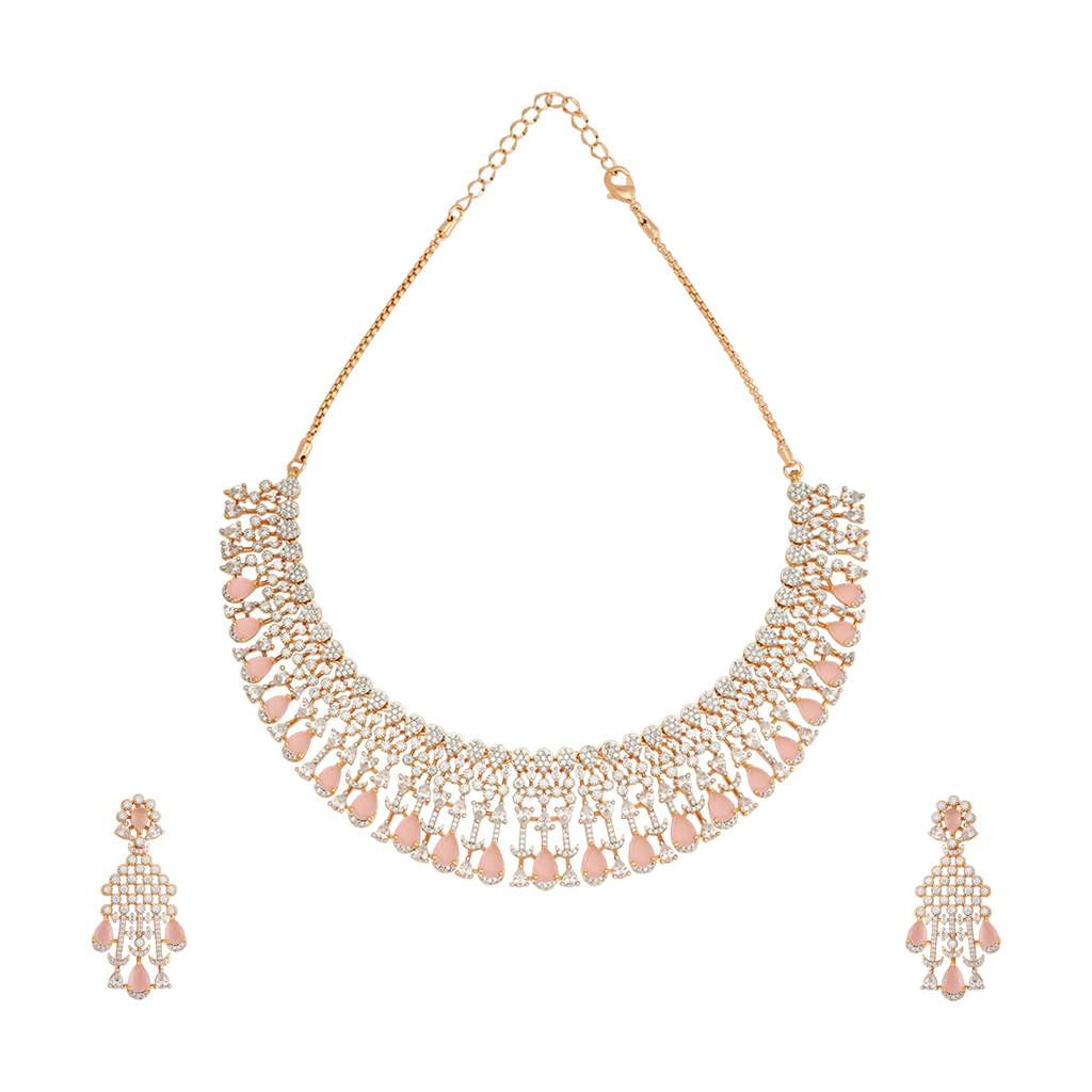 Kushal'S Fashion Jewellery Rhodium-Plated Party Zircon Jewellery Set - 177103 : 424511