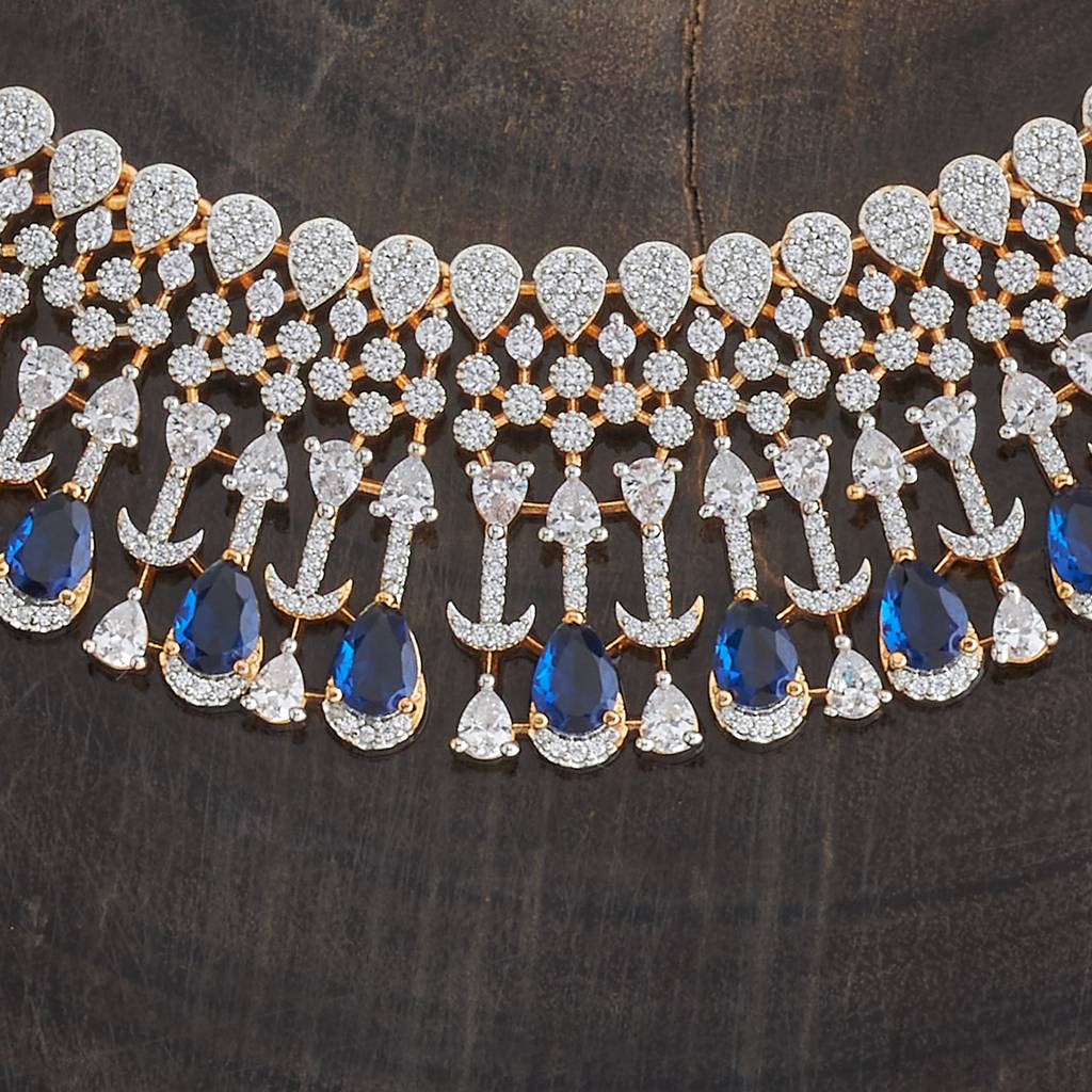Kushal'S Fashion Jewellery Rhodium-Plated Party Zircon Jewellery Set - 177103 : 424512