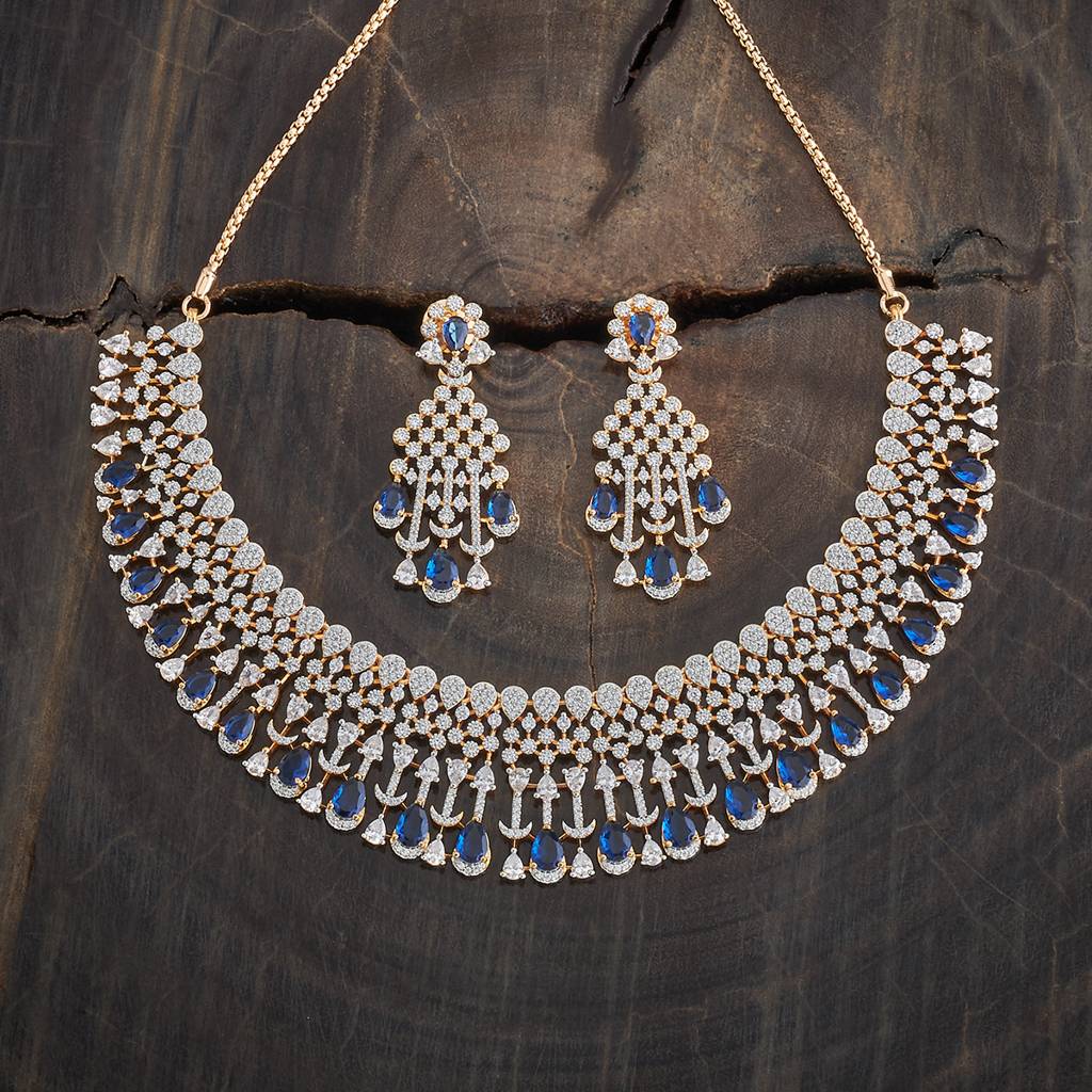 Kushal'S Fashion Jewellery Rhodium-Plated Party Zircon Jewellery Set - 177103 : 424512