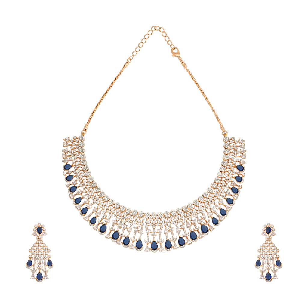Kushal'S Fashion Jewellery Rhodium-Plated Party Zircon Jewellery Set - 177103 : 424512