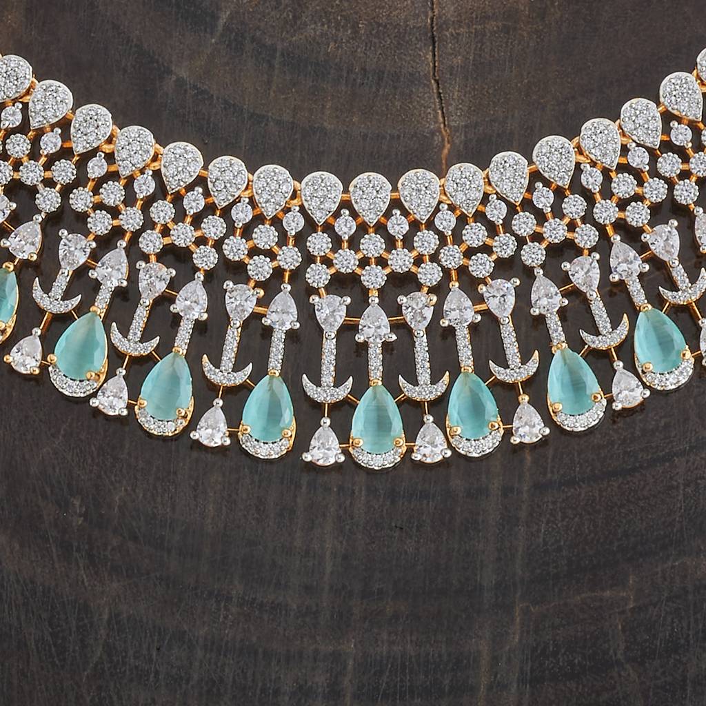 Kushal'S Fashion Jewellery Rhodium-Plated Party Zircon Jewellery Set - 177103 : 424513