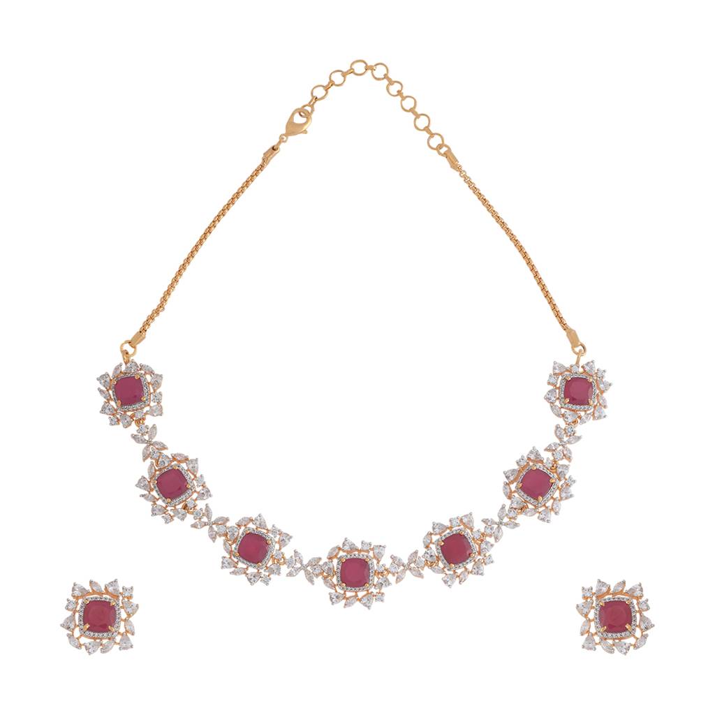 Kushal'S Fashion Jewellery Rhodium-Plated Party Zircon Jewellery Set - 177107 : 424529