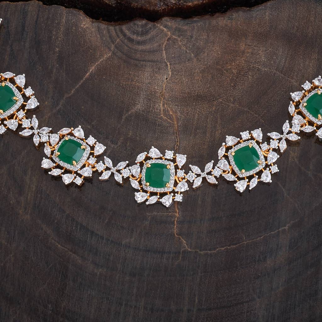 Kushal'S Fashion Jewellery Rhodium-Plated Party Zircon Jewellery Set - 177107 : 424531