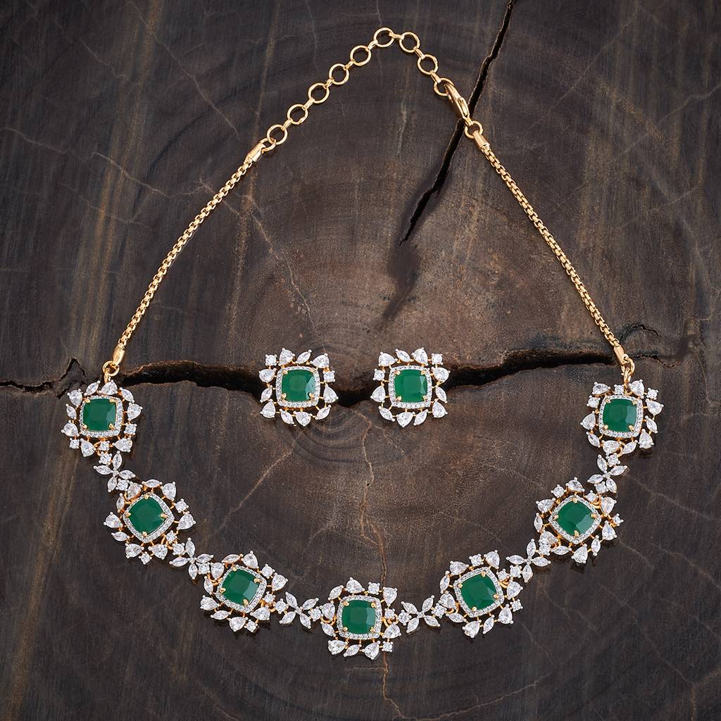 Kushal'S Fashion Jewellery Rhodium-Plated Party Zircon Jewellery Set - 177107 : 424531