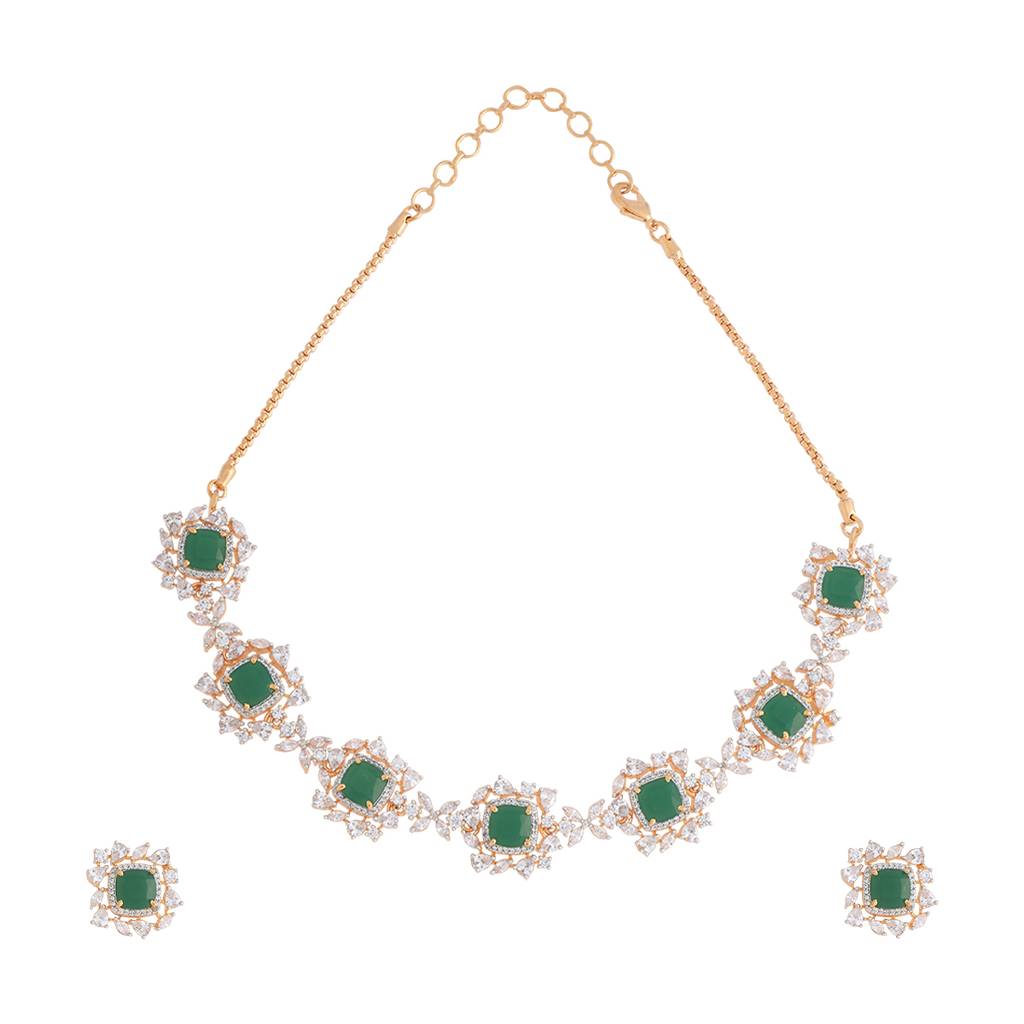 Kushal'S Fashion Jewellery Rhodium-Plated Party Zircon Jewellery Set - 177107 : 424531