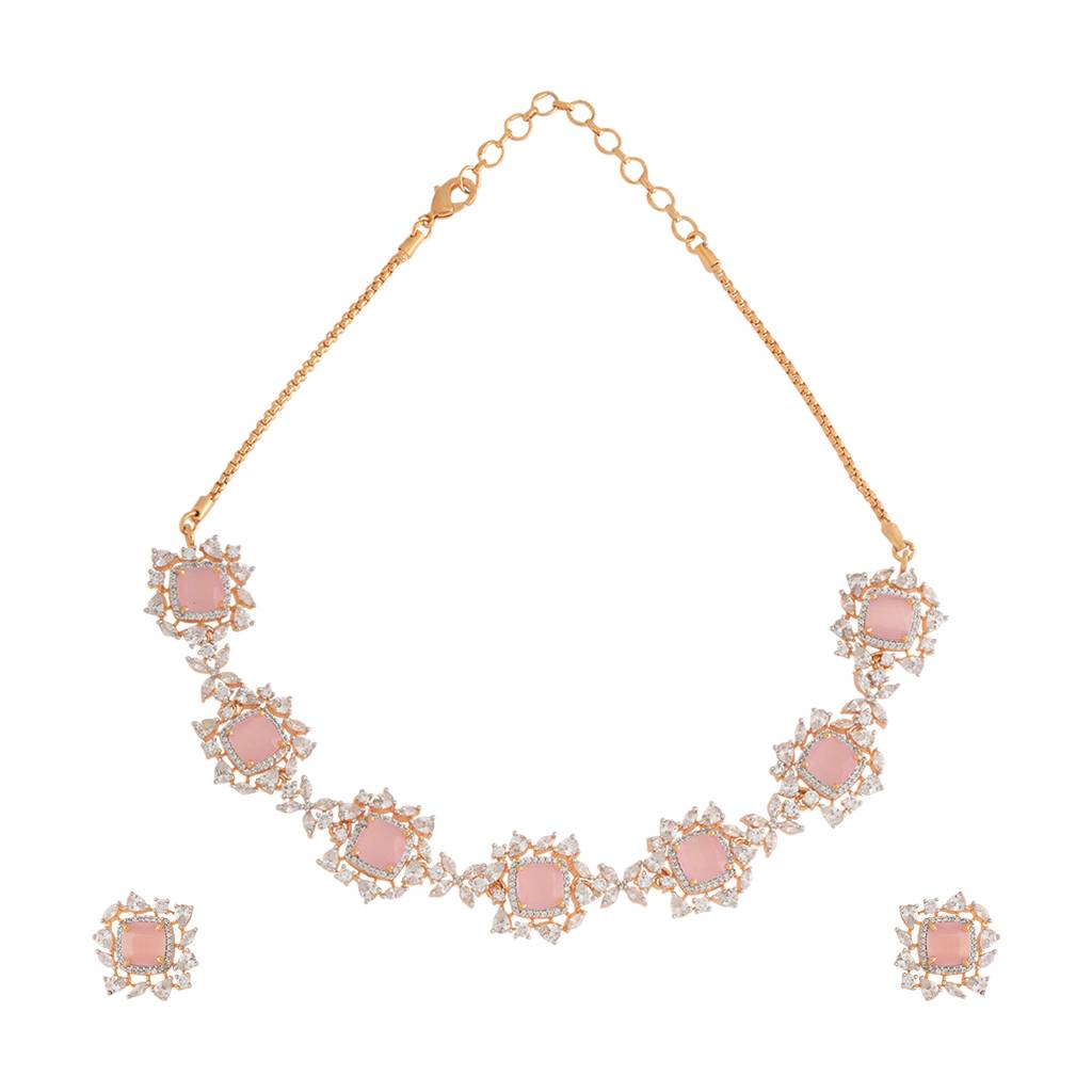 Kushal'S Fashion Jewellery Rhodium-Plated Party Zircon Jewellery Set - 177107 : 424533