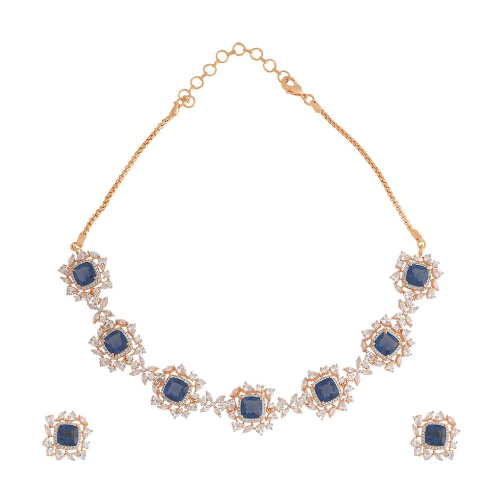 Kushal'S Fashion Jewellery Rhodium-Plated Party Zircon Jewellery Set - 177107 : 424535