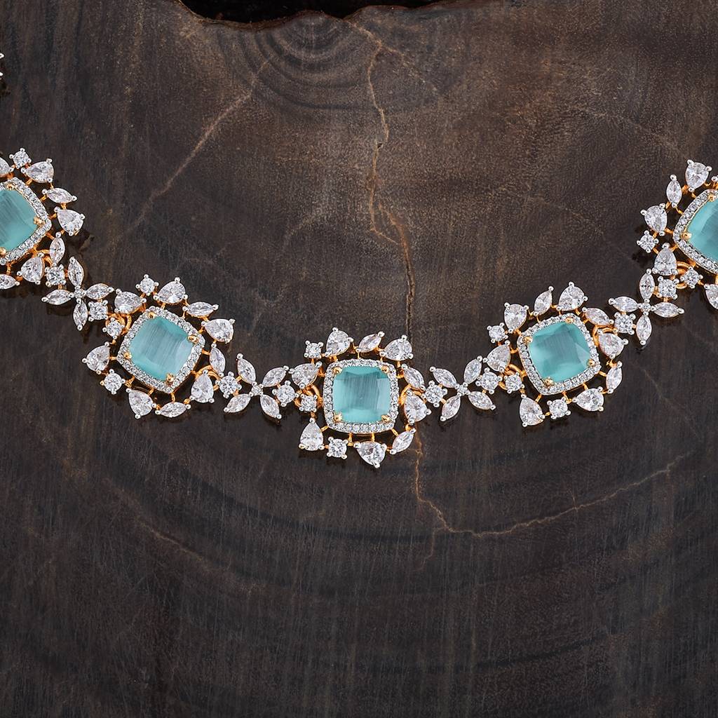Kushal'S Fashion Jewellery Rhodium-Plated Party Zircon Jewellery Set - 177107 : 424537