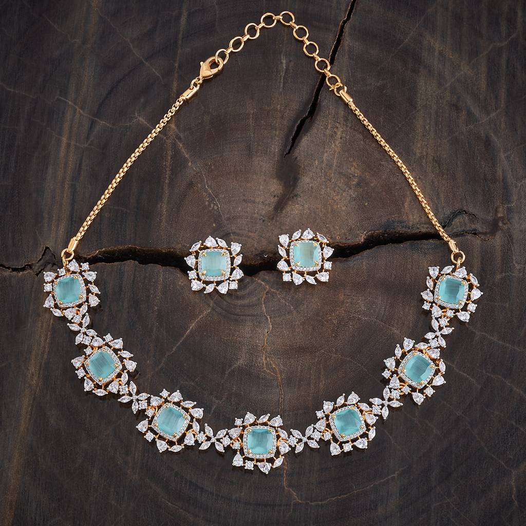 Kushal'S Fashion Jewellery Rhodium-Plated Party Zircon Jewellery Set - 177107 : 424537