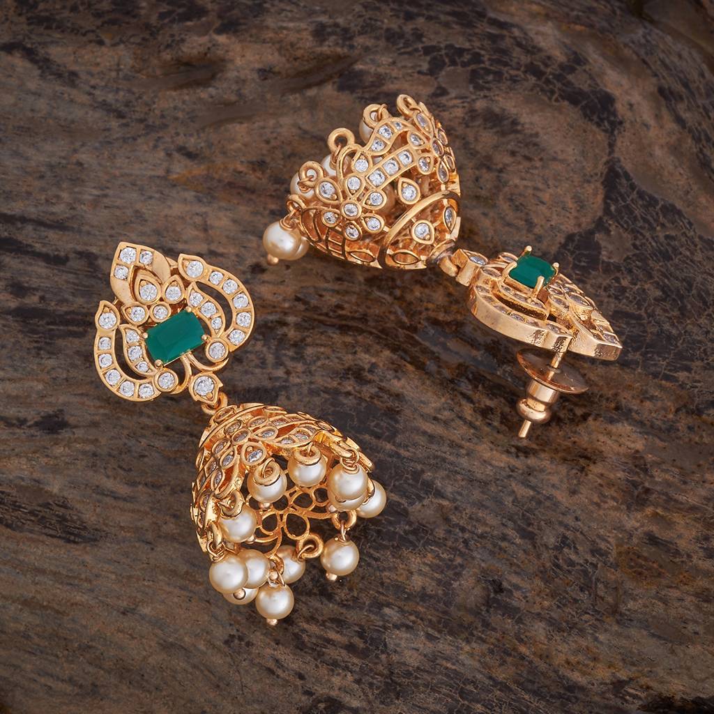 Kushal'S Fashion Jewellery Gold-Plated Party Zircon Jhumkas - 177147 : 424653