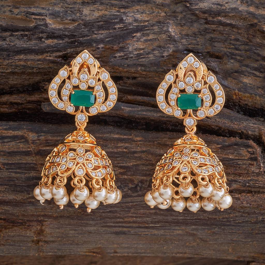 Kushal'S Fashion Jewellery Gold-Plated Party Zircon Jhumkas - 177147 : 424653