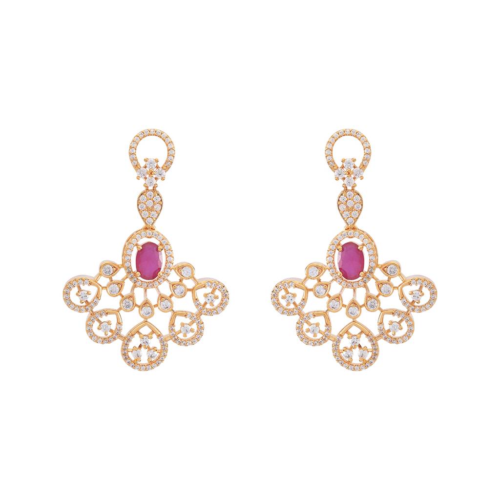 Kushal'S Fashion Jewellery Gold-Plated Party Zircon Drop Earrings - 177150 : 424657