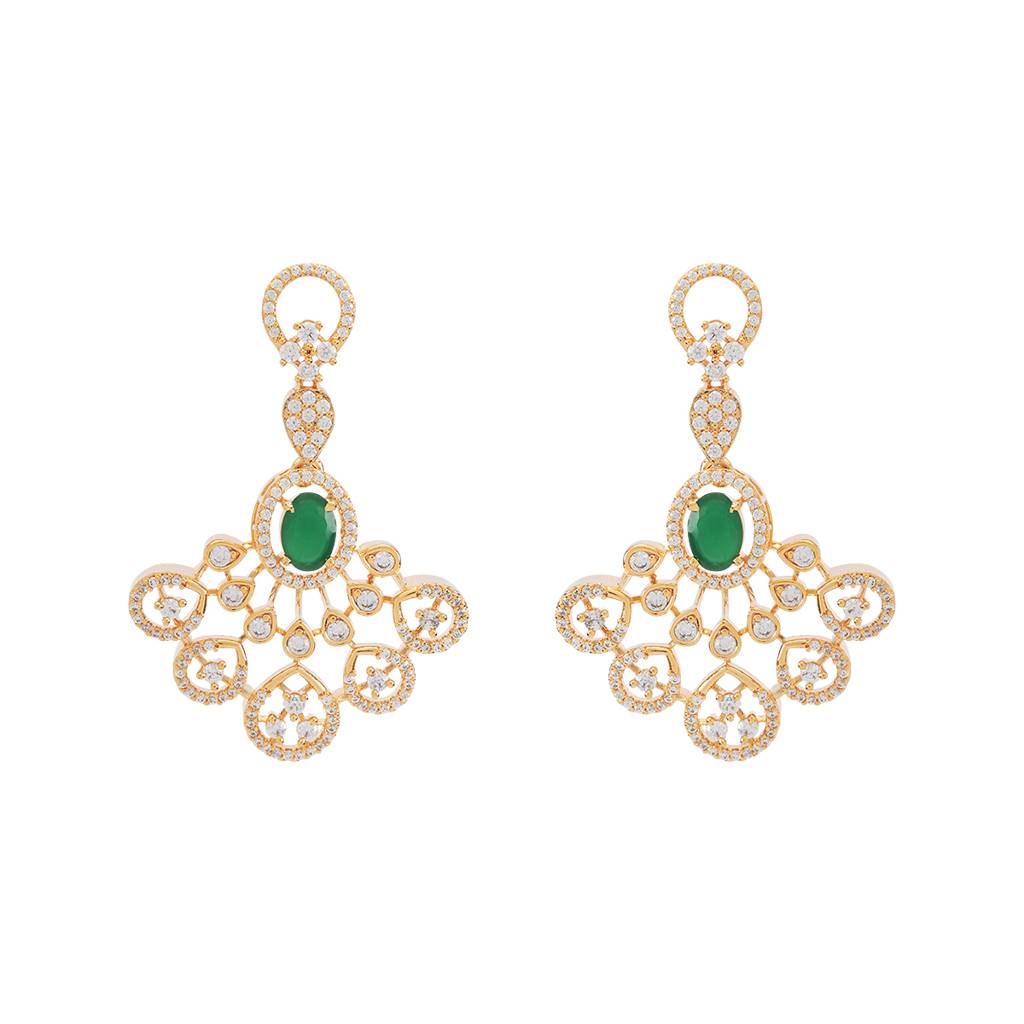 Kushal'S Fashion Jewellery Gold-Plated Party Zircon Drop Earrings - 177150 : 424658