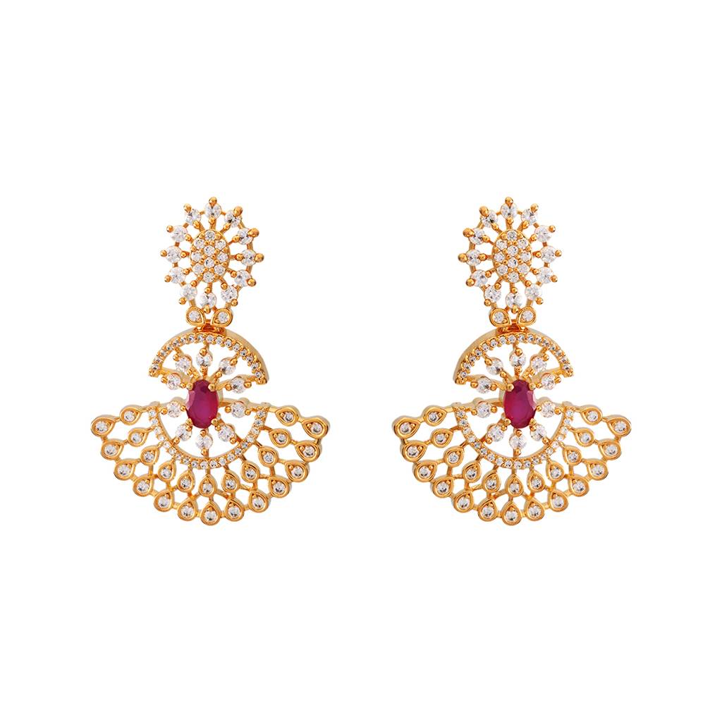 Kushal'S Fashion Jewellery Ruby Gold-Plated Party Zircon Earring - 424659 : 424659