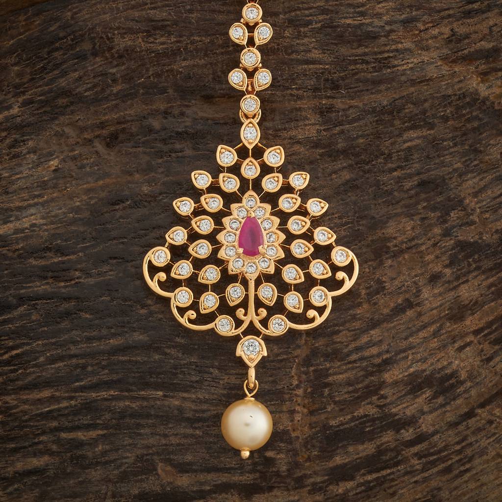 Kushal'S Fashion Jewellery Ruby Gold-Plated Party Zircon Tikka - 424707 : 424707