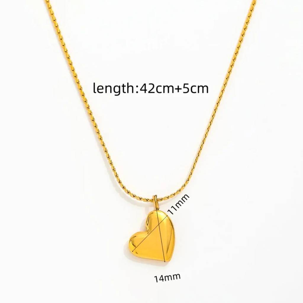 18K Gold Plated Bold Puffy Heart Pendant Necklace : RJFSPN116