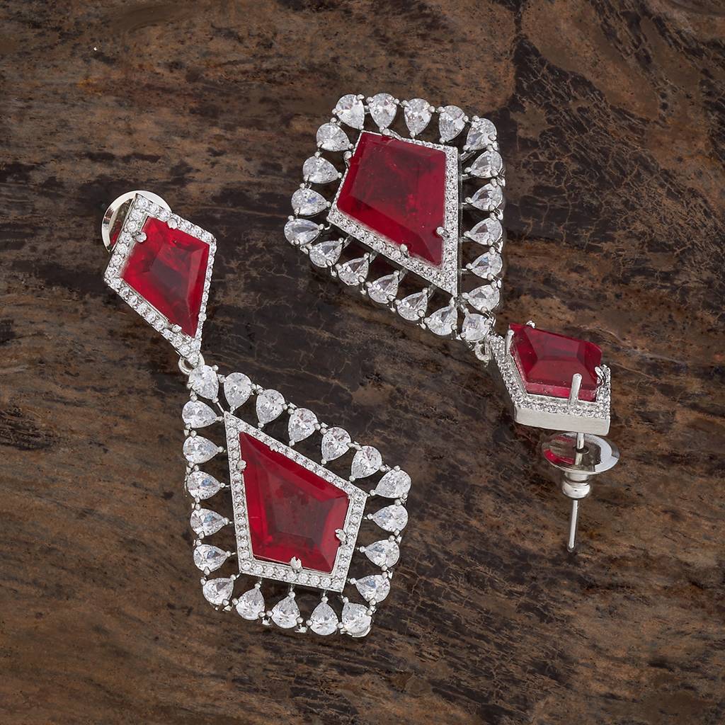 Kushal'S Fashion Jewellery Rhodium-Plated Party Zircon Drop Earrings - 177223 : 424781