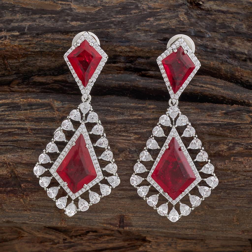 Kushal'S Fashion Jewellery Rhodium-Plated Party Zircon Drop Earrings - 177223 : 424781