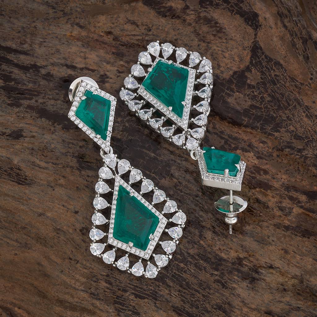 Kushal'S Fashion Jewellery Rhodium-Plated Party Zircon Drop Earrings - 177223 : 424782