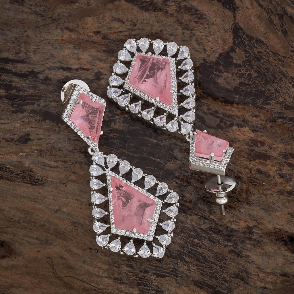 Kushal'S Fashion Jewellery Rhodium-Plated Party Zircon Drop Earrings - 177223 : 424783