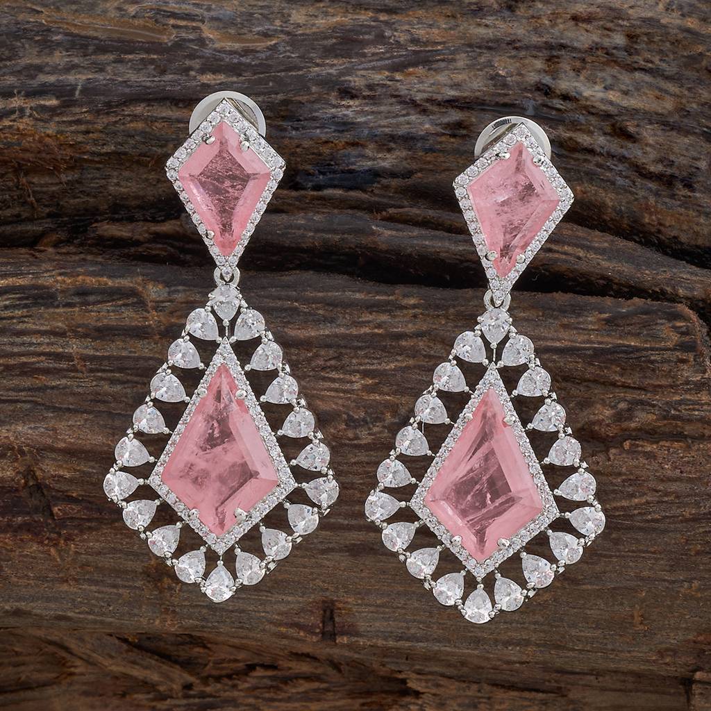 Kushal'S Fashion Jewellery Rhodium-Plated Party Zircon Drop Earrings - 177223 : 424783