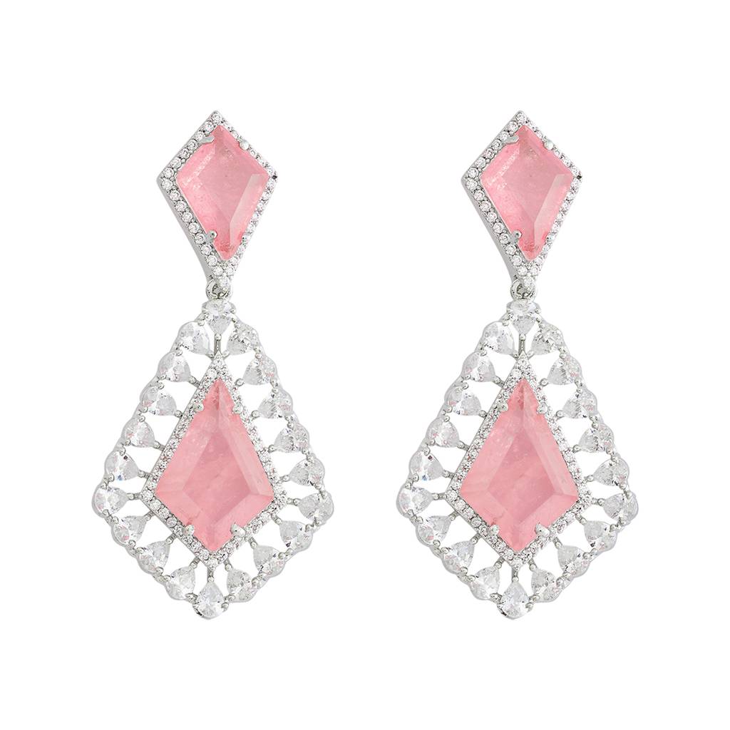 Kushal'S Fashion Jewellery Rhodium-Plated Party Zircon Drop Earrings - 177223 : 424783